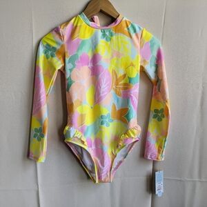 Cat & Jack Girls' 'Tropic Darling' Floral Printed One Piece Rash Guard 